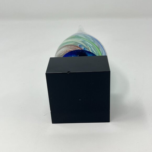 Art Glass Teardrop Award Trophy Paperweight With Attached Black Glass Base - Picture 7 of 7